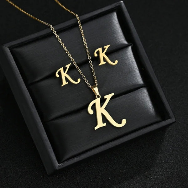 Shimmering Initial Necklace Set