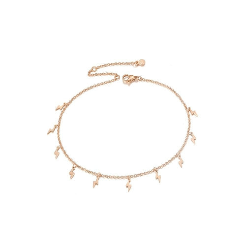 Rose gold anklet with lightning charms – dainty and modern ankle bracelet by Marva Luxe